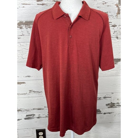 Lululemon Men's Evolution Polo Red Brick Sz L EUC - Picture 1 of 5